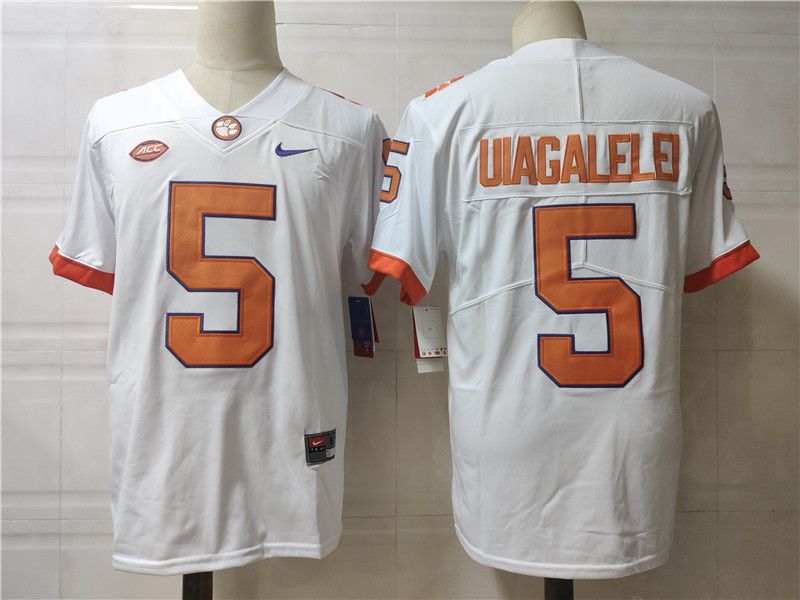 Men Clemson Tigers #5 Uiagalelei White Nike 2025 NCAA Jersey